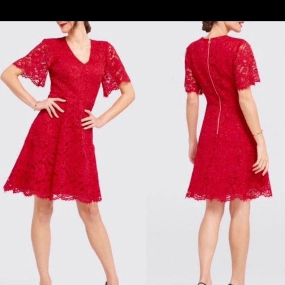 Draper James Red Blooming Lace Dress, size 2